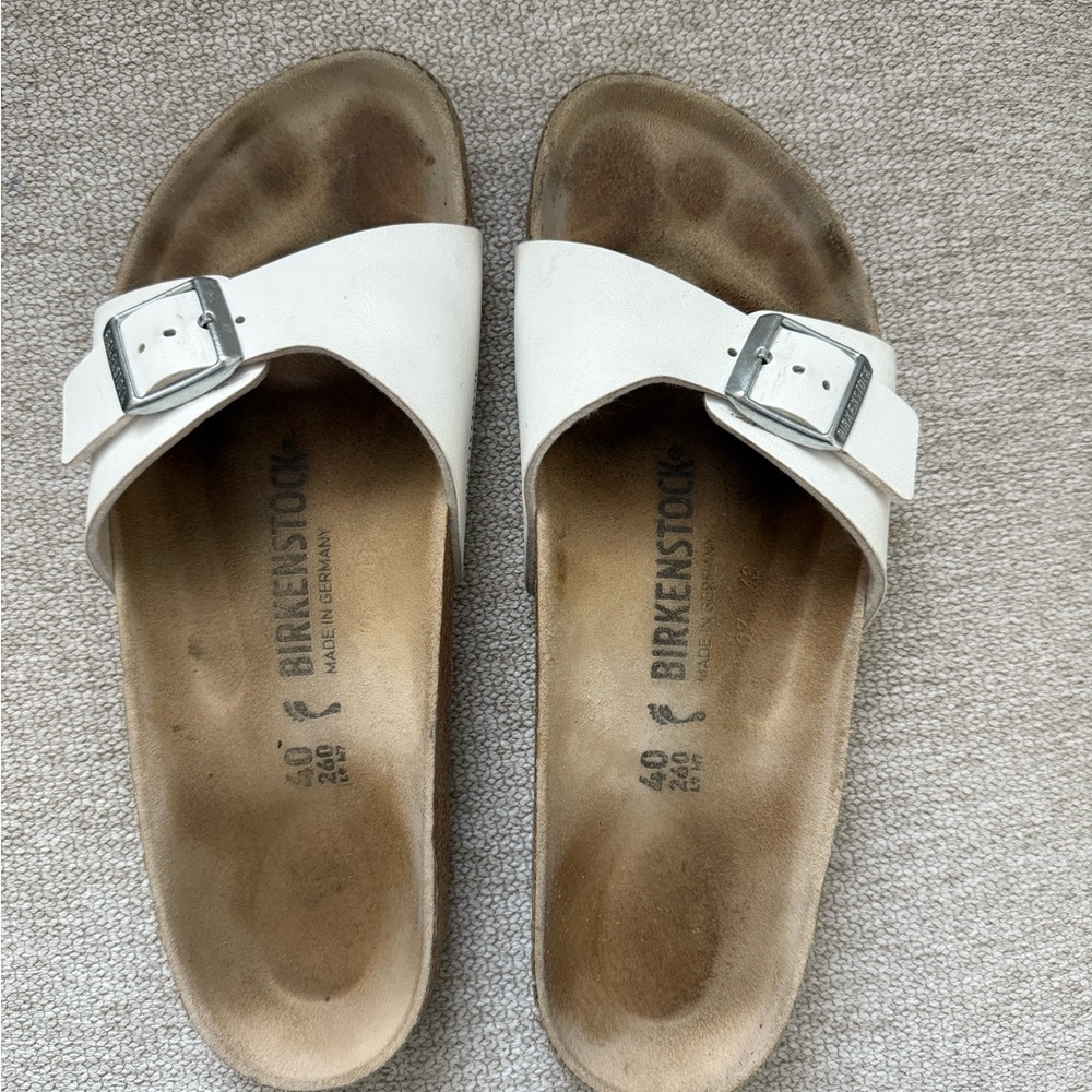Birkenstock White Sandals with Contoured Footbed
